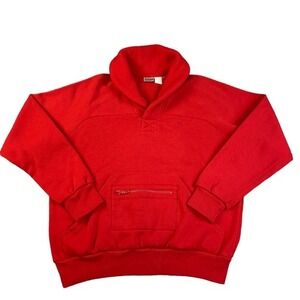 Vintage‎ Nike Shawl Collar Sweatshirt Mens Medium Red Zip Pocket 80s 90s Taiwan